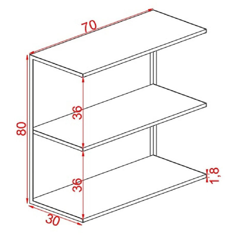 Wall set unit Samuel pakoworld solid pine wood walnut-black 70x30x80cm