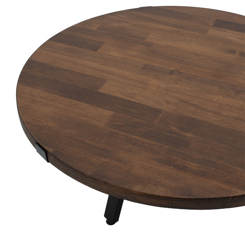 Coffee table Zenith pakoworld solid pine wood 35mm walnut D80x39cm