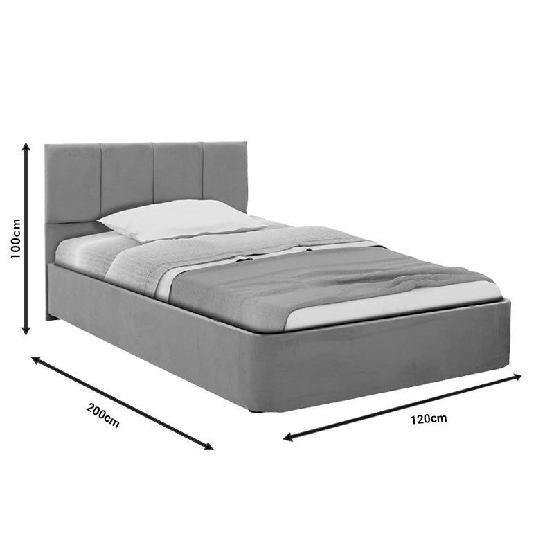 Half Double Bed Cassian I pakoworld fabric color darl grey 120x200cm