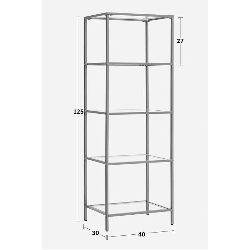 Metal shelf with glass surface Letus in golden shade 40x30x125cm