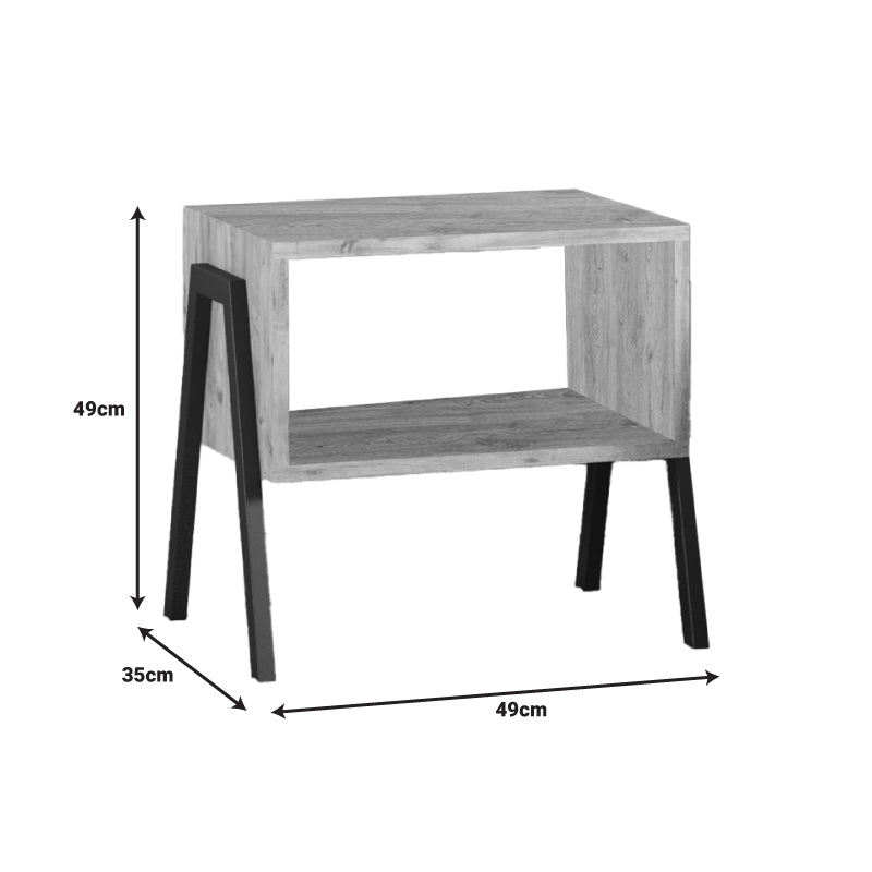 Taffa pakoworld bedside table with black metal legs in sonoma shade 49x35x49cm