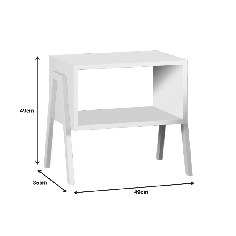 Taffa pakoworld bedside table with white metal legs in white shade 49x35x49cm