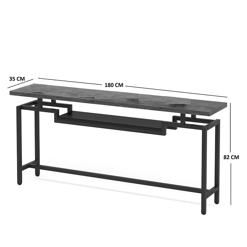 Onole console in walnut - black metal 180x35x82cm