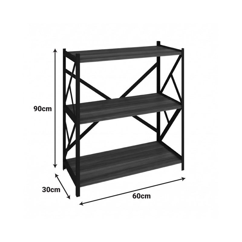 Althea freestanding shelf marble white with black metal 60x30x90cm