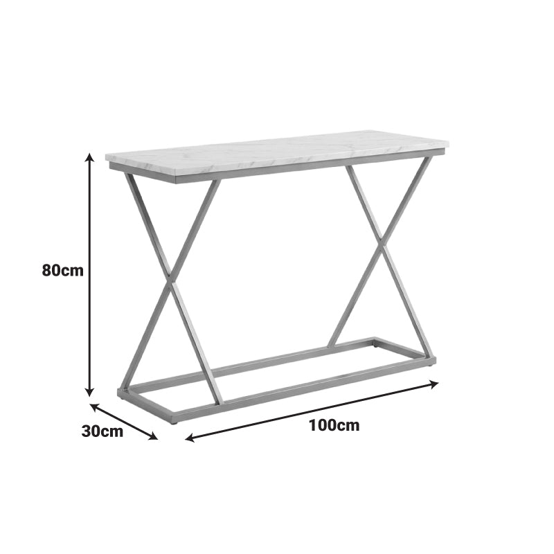 Glimmer console table marble white with golden metal 100x30x80cm