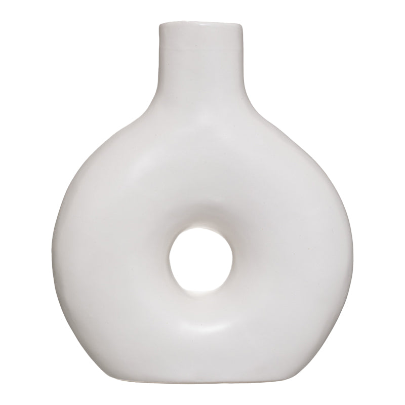 Vase Wanif pakoworld ceramic in white color 17x7x19.5cm