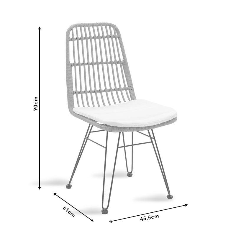 Gaus-Naoki lounge B set of 3 pakoworld black metal and pe rattan in gray shade 45.5x61x90cm