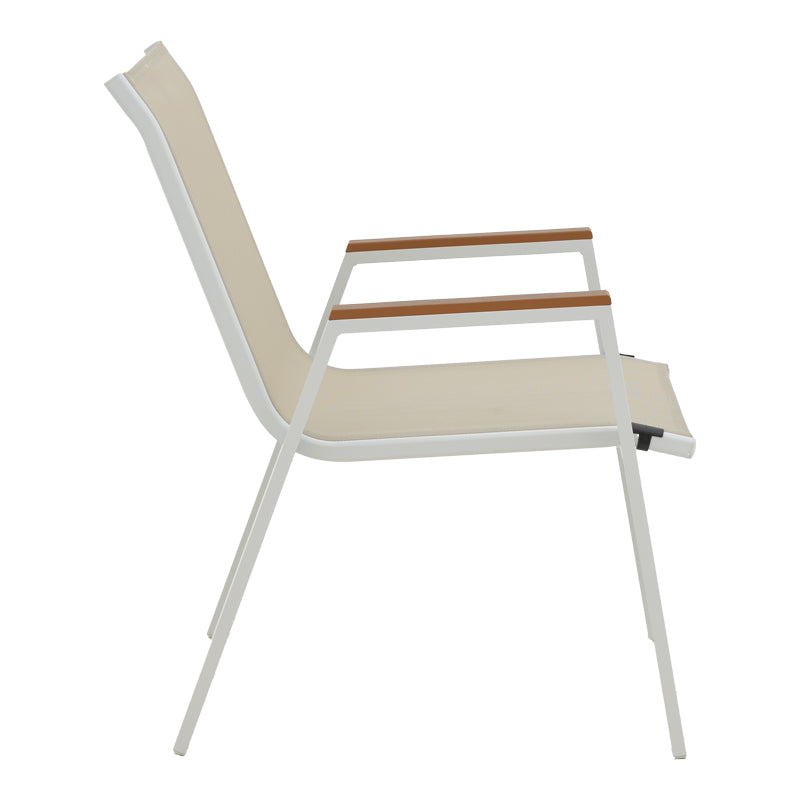 Dining set Dagyn Azelie set 7pcs white aluminum with beige textilene 180-240x90x76cm