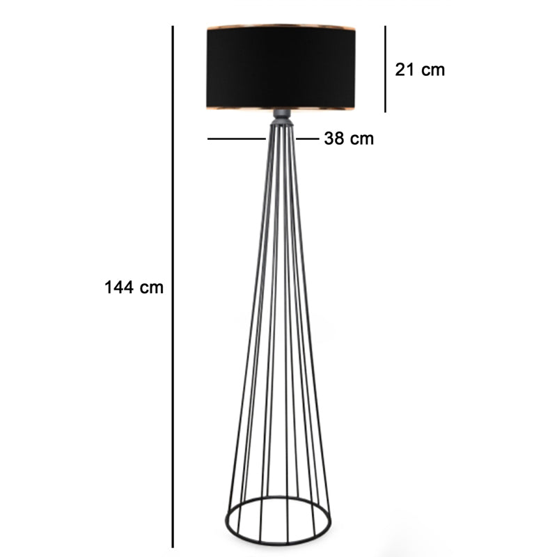 Floor lamp Firdo I E27 fabric-metal black Φ38x121cm