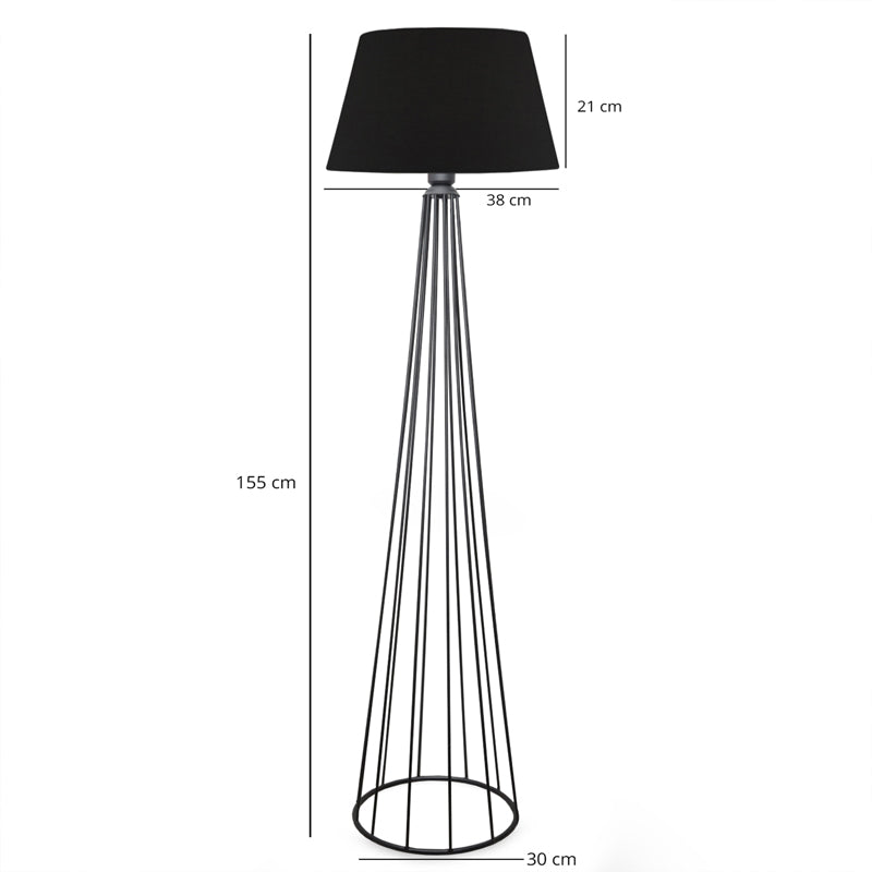Floor lamp Firdo II pakoworld E27 fabric-metal black Φ38x121cm