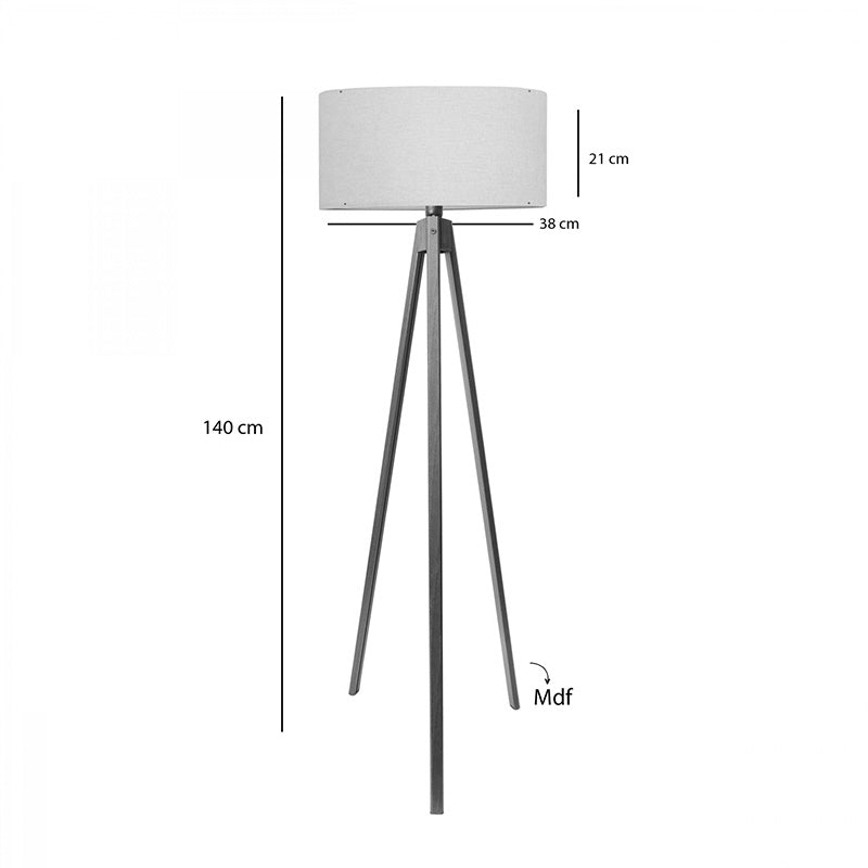 Floor lamp PWL-1059 E27 in cream-walnut shade D38x140cm