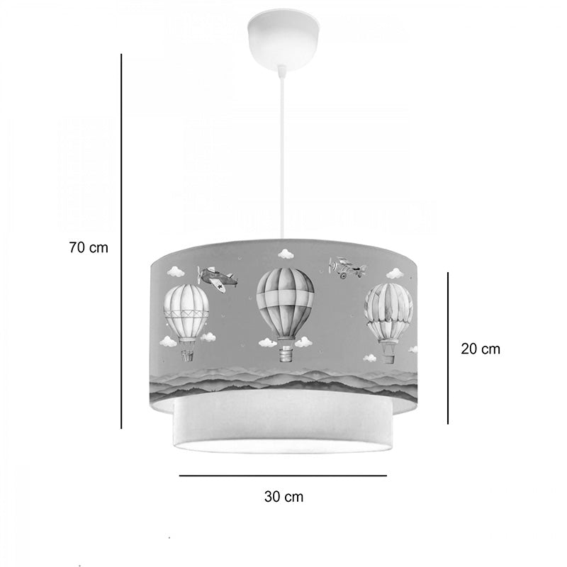 Children's ceiling lamp Balon in green-cream shade D30x20cm