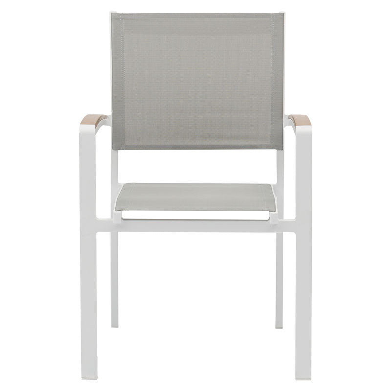 Pori pakoworld white aluminum armchair with natural plywood