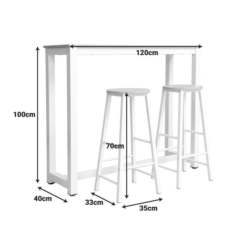Set table bar Marle natural-white leg 120x40x100cm
