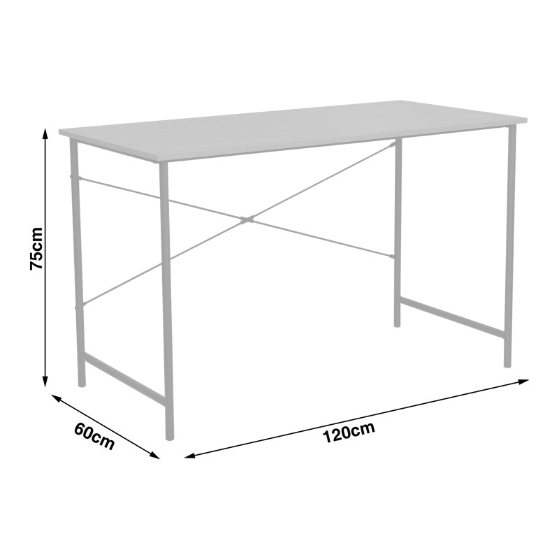 Work desk Senzia in natural color with black metal 120x60x75cm
