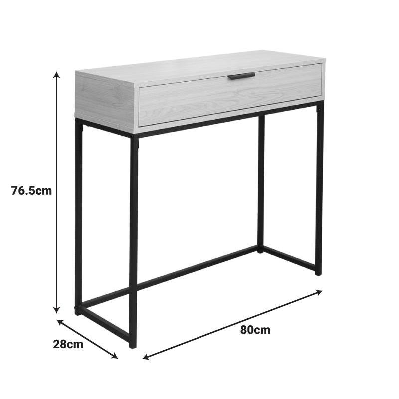 Console table Joumpa with drawer in natural color with black metal 80x28x76,5cm