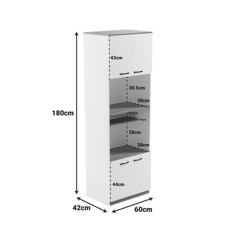 Rowan kitchen cabinet in white-sonoma shade 60x42x182cm