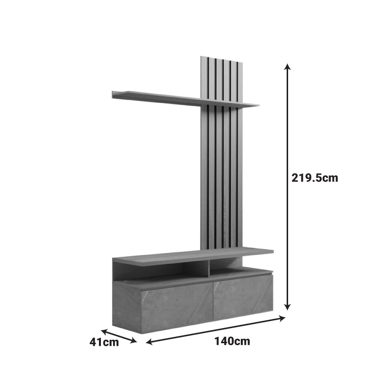 Perlento living room set in black and sonoma color 140x41x219.5cm