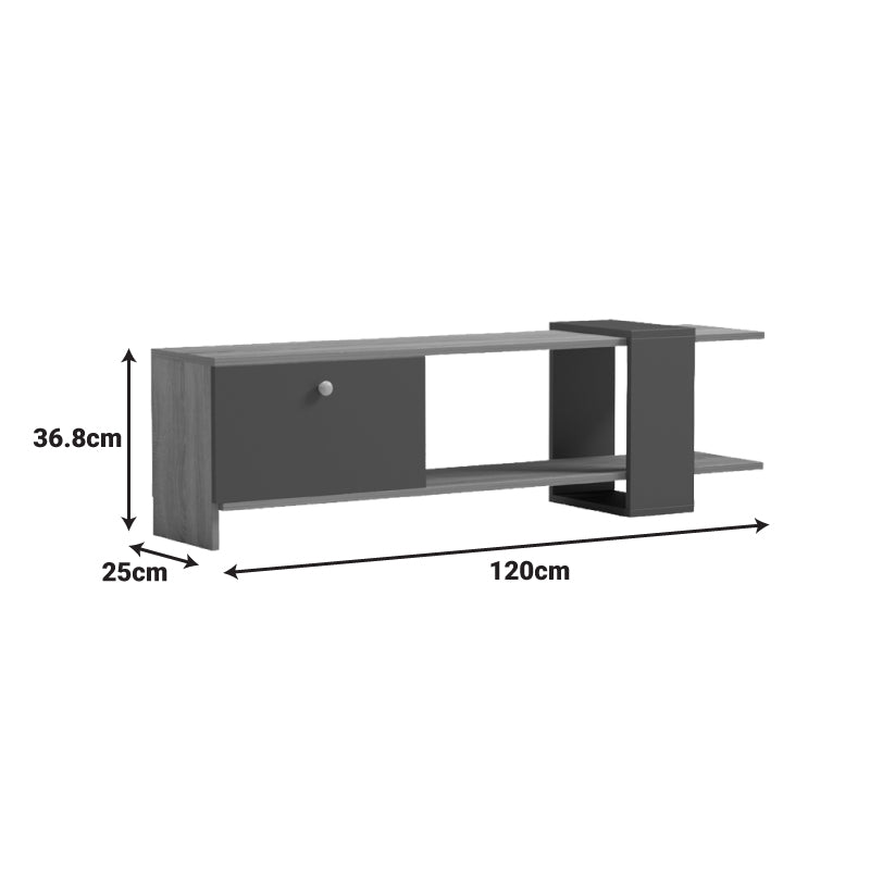 Standi TV cabinet in sonoma-anthracite 120x25x36.8cm