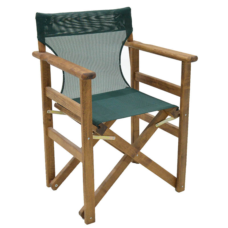 Director's armchair frame Retto solid beech walnut - PVC cypress green