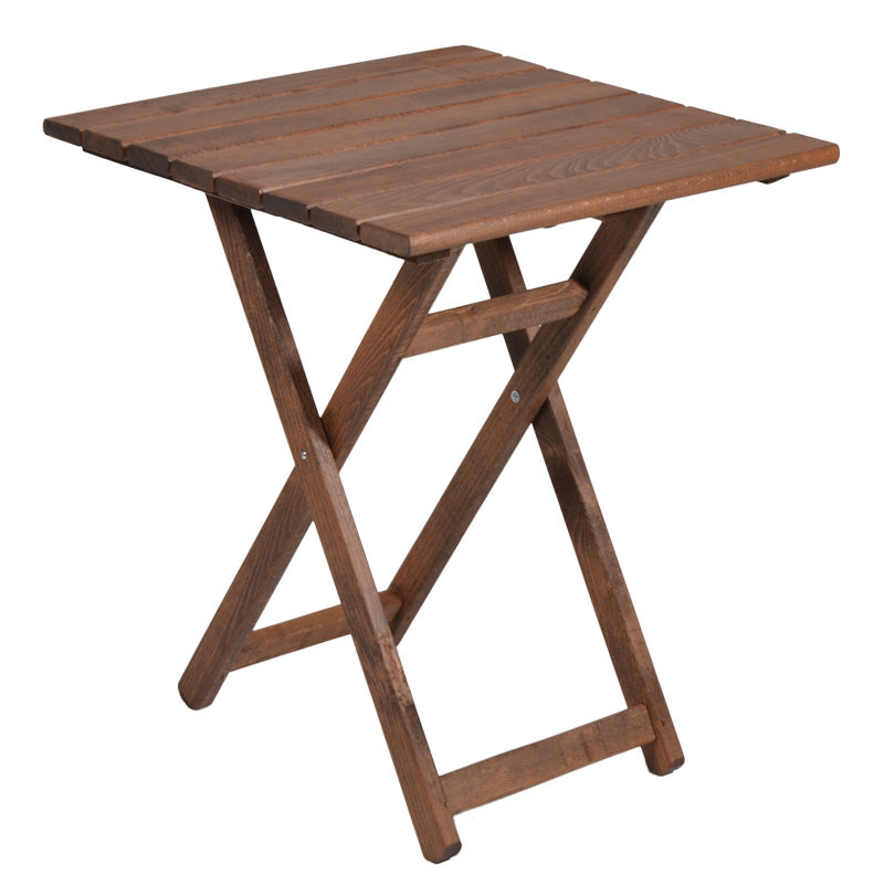 Dining table Retto set of 3 pieces solid beech wood walnut-PVC beige grey 60x60x71cm