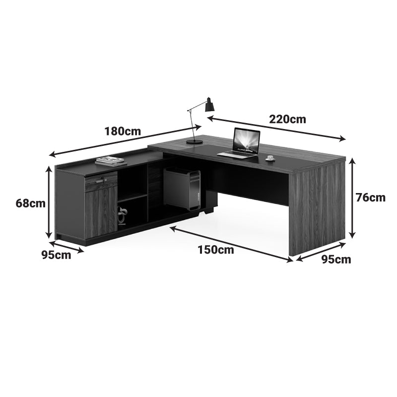 Professional left corner office desk Oscar walnut-anthracite 220x180x76cm