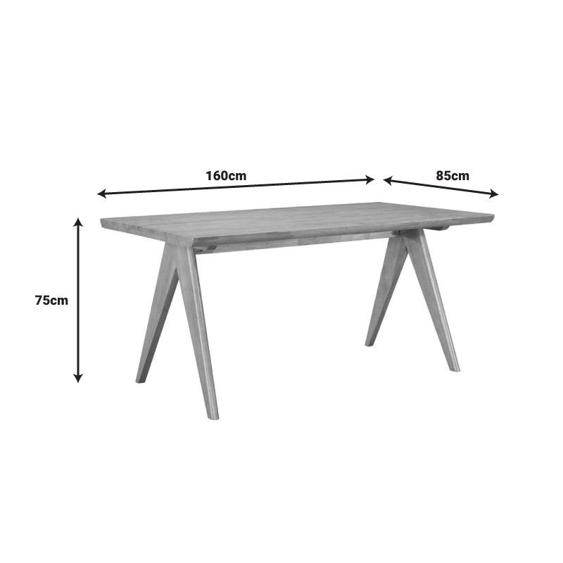 Winslow dining table set of 7 rubberwood in light walnut shade 160x85x75cm