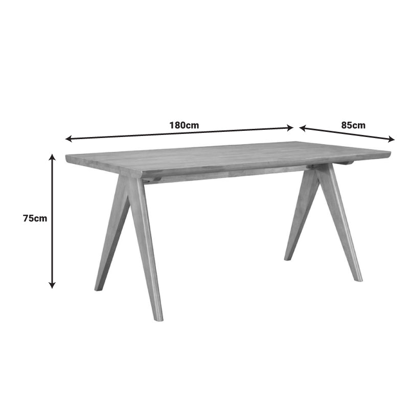 Winslow rubberwood table in light walnut color 180x85x75cm