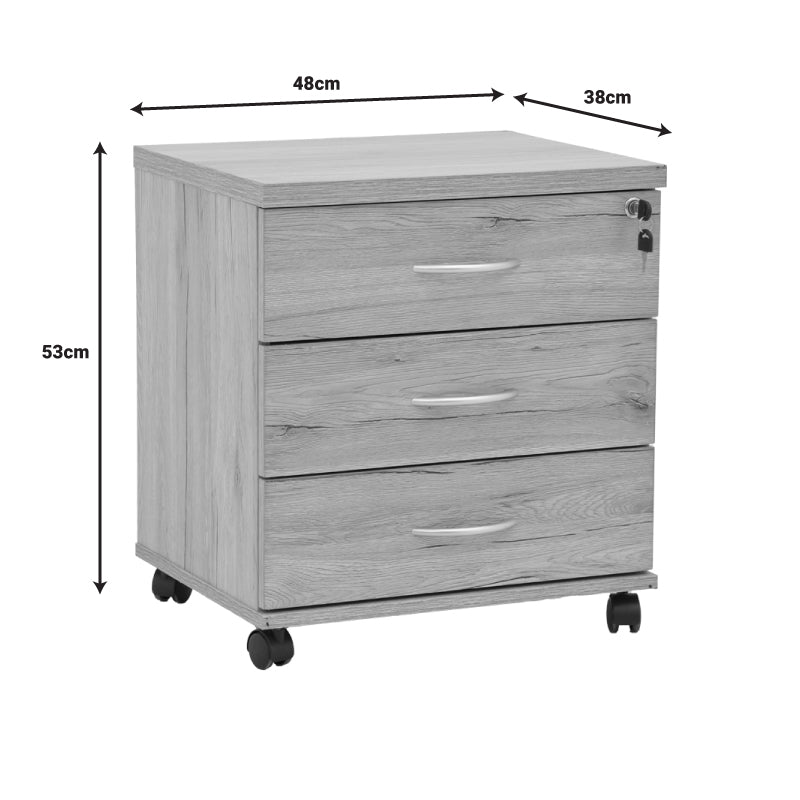 Office chest of drawers on casters professional Anze pakoworld natural melamine 48x38x53cm
