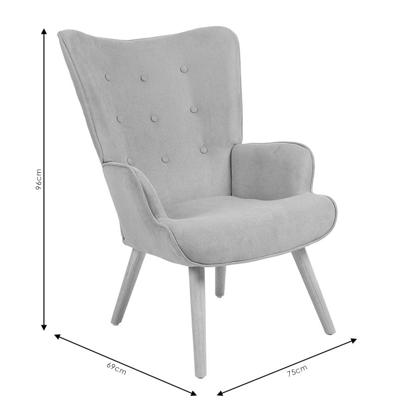Armchair Fluffy fabric anthracite-natural 75x69x96cm