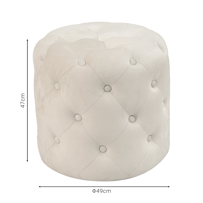 Pouf stool Seval pakoworld velvet cream D49x47cm