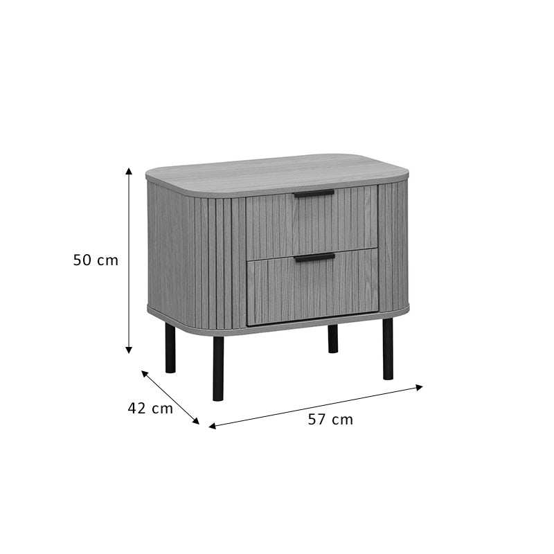 Nightstand Scandi pakoworld with 2 drawers in natural color with black legs 57x42x50cm
