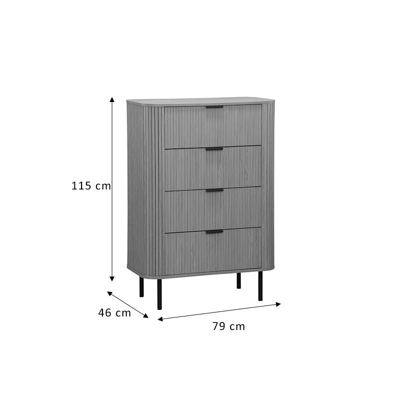 Chest of 4 drawers Scandi pakoworld in natural color 79x46x115cm