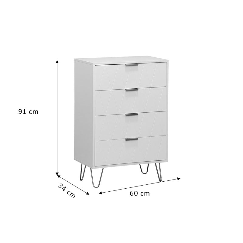 Chest f 4 drawers Culture pakoworld in white-golden colour 60x34x91cm