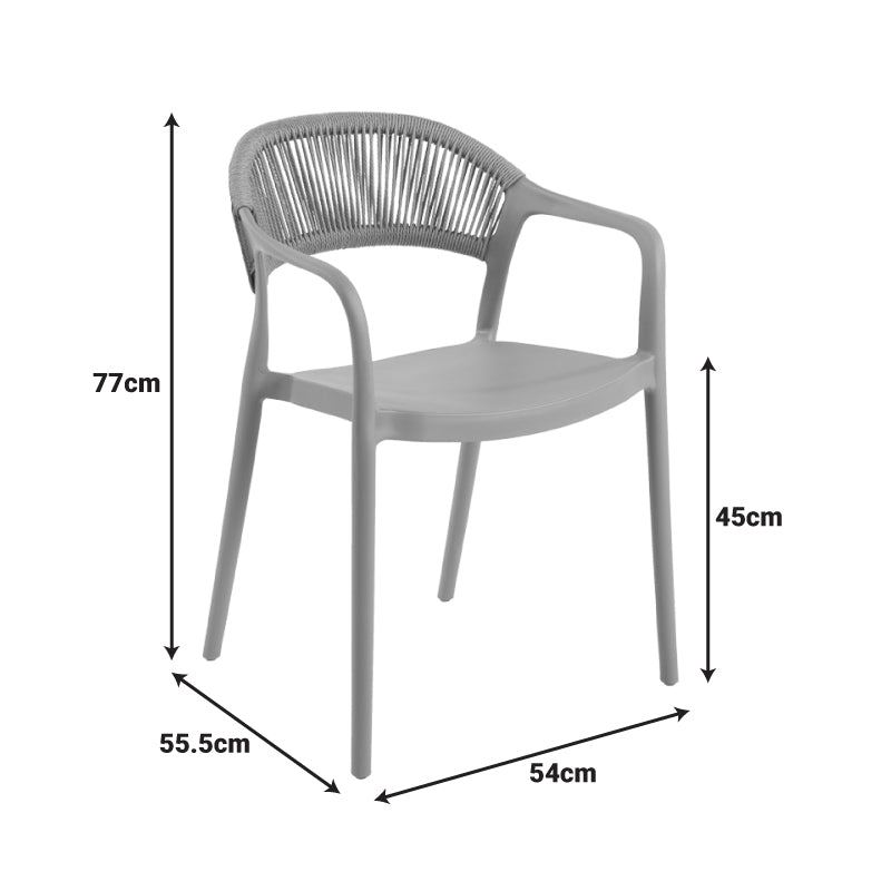 Ankara stackable armchair pp in white color and natural color pe rattan 54x55.5x77cm