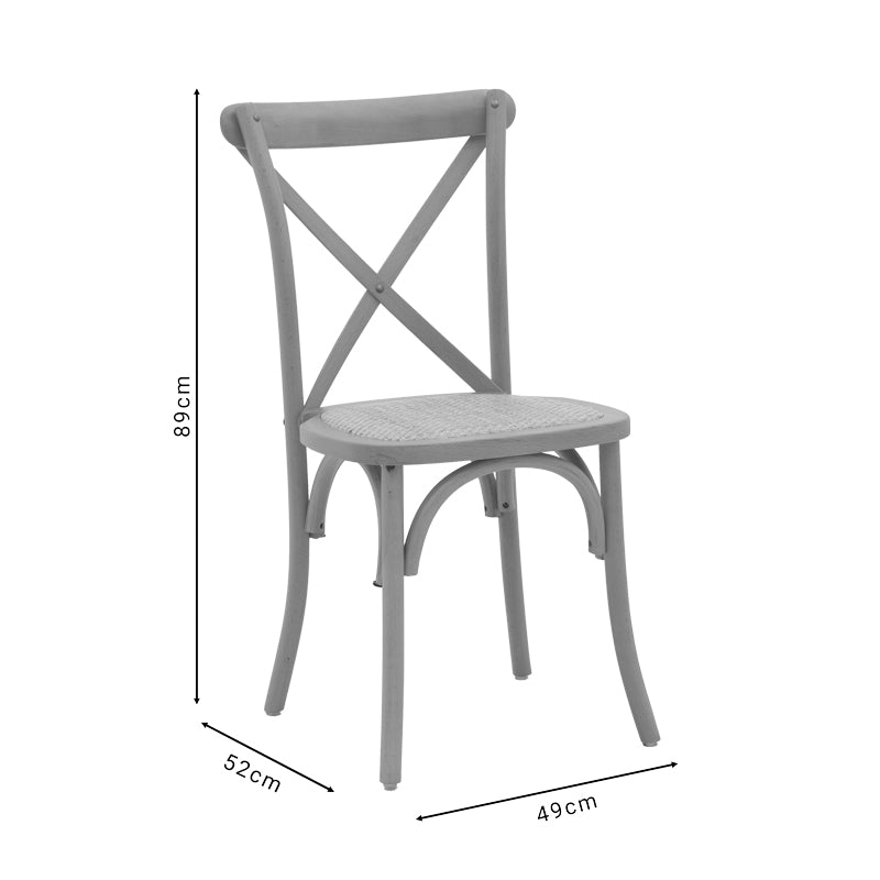 Chair Dylon stackable walnut beech wood-natural rattan seat 48x52x89cm