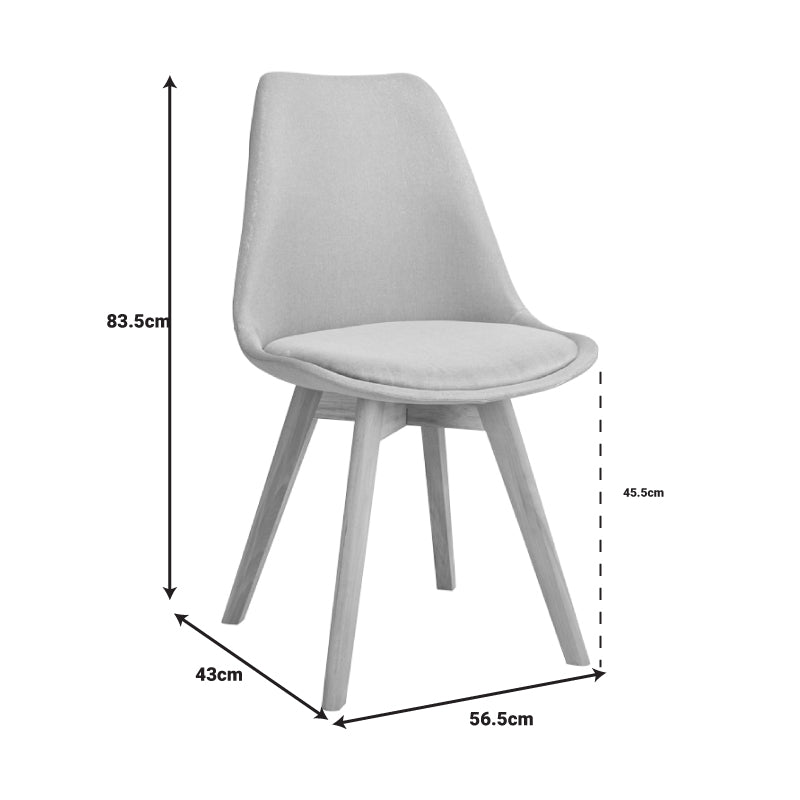 Chair Gaston dark grey pp-fabric-wooden natural 48x55x83cm