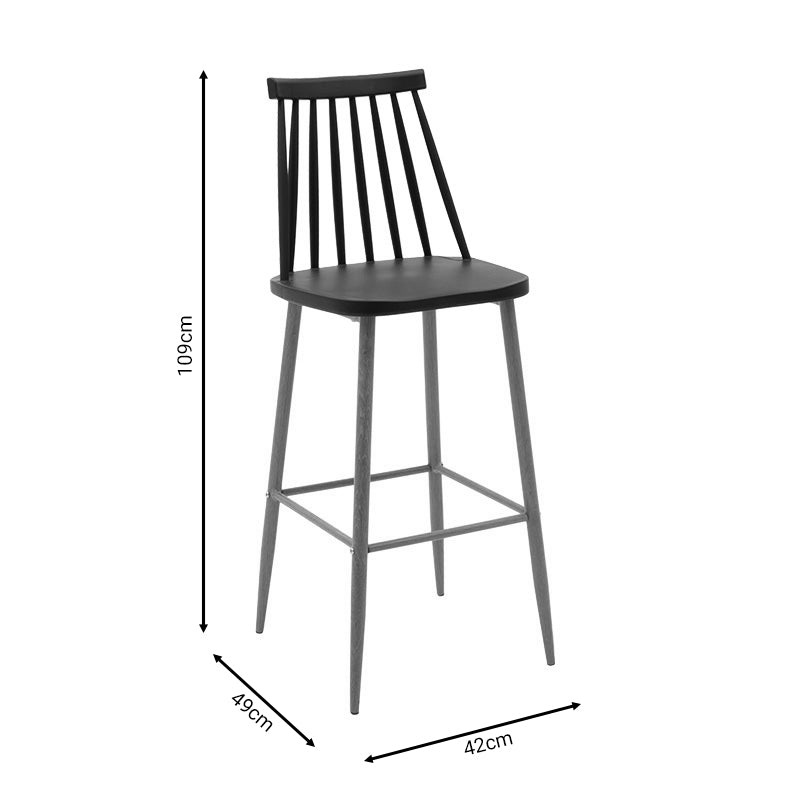 Bar stool Aurora pakoworld black pp-leg natural 42x49x109cm