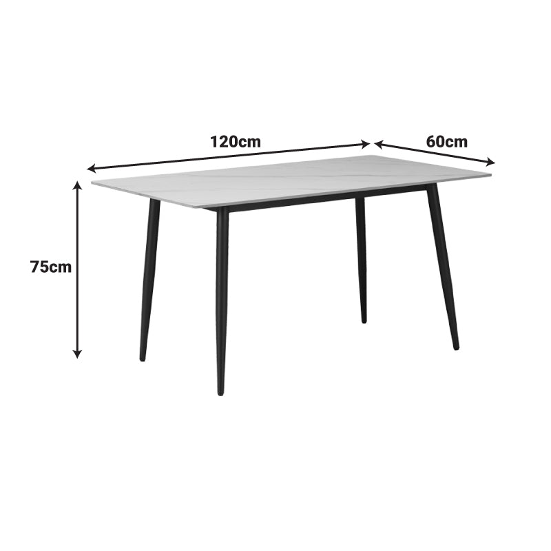 Dining table Gustas black marble sintered stone -black metal leg 120x60x75cm