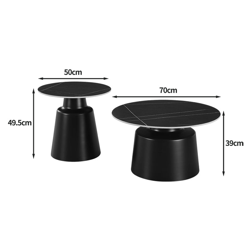 Sculpt coffee tables set of 2 cappuccino metal-sintered stone in traverten look