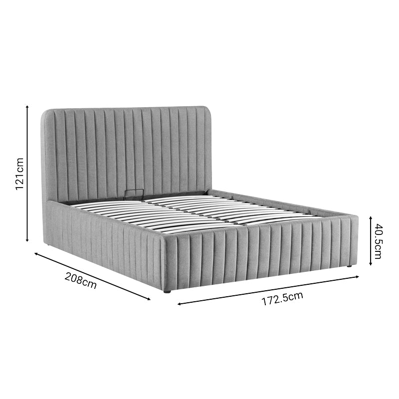 Double bed Zilin gray-beige fabric With storage space 160x200cm
