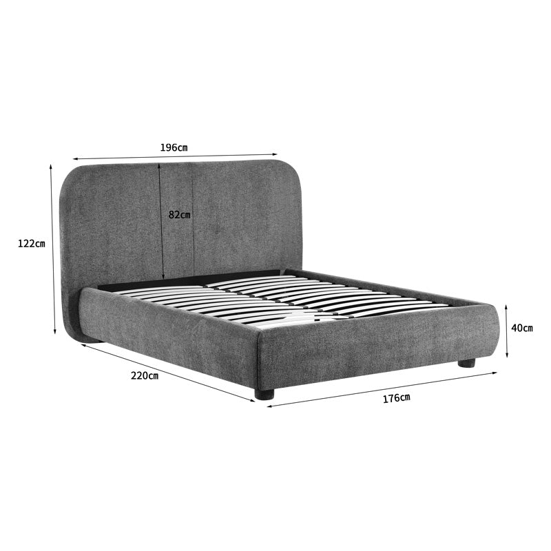 Bed Salena dark grey fabric 160x200cm