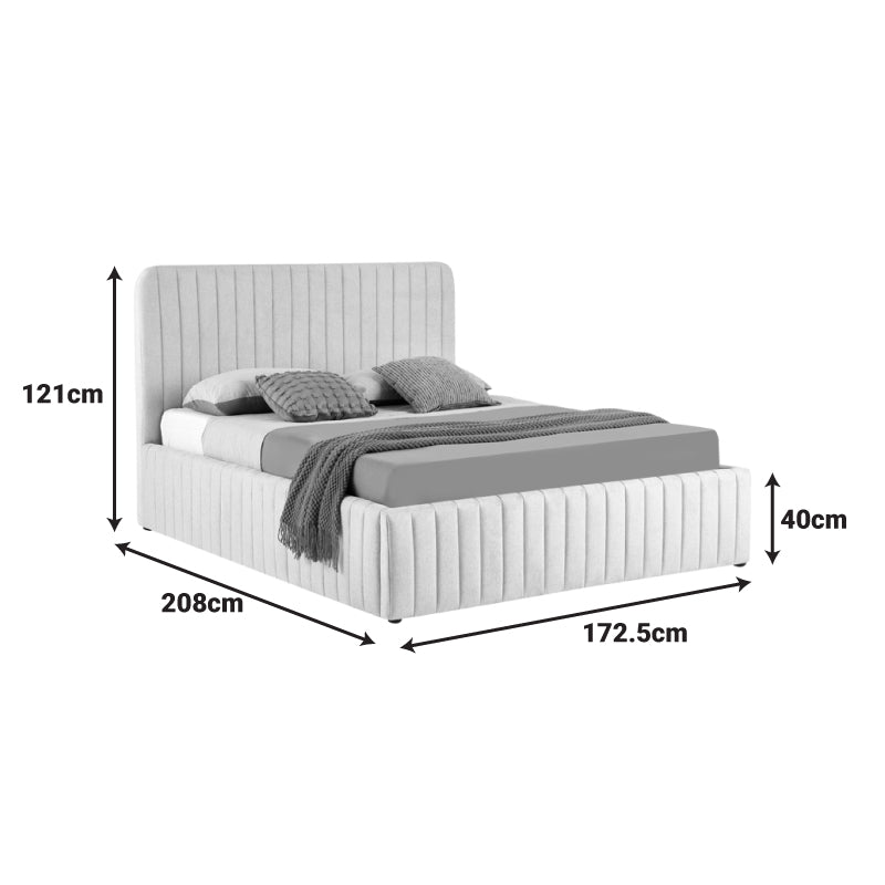 Double bed Zilin beige fabric With storage space 160x200cm
