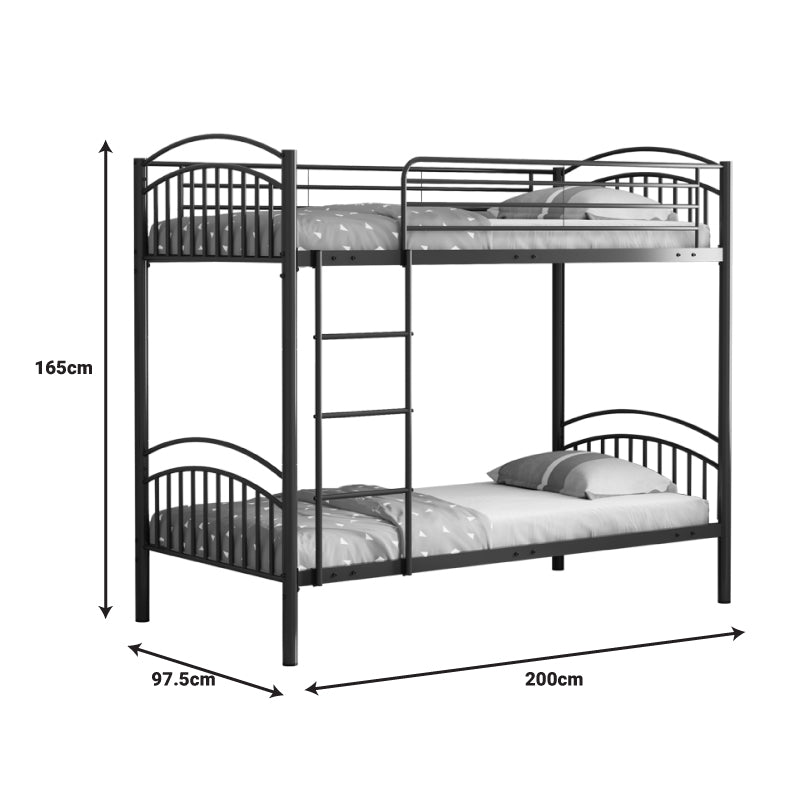 Bunk bed Mordecai pakoworld black metal 97.5x200x165cm