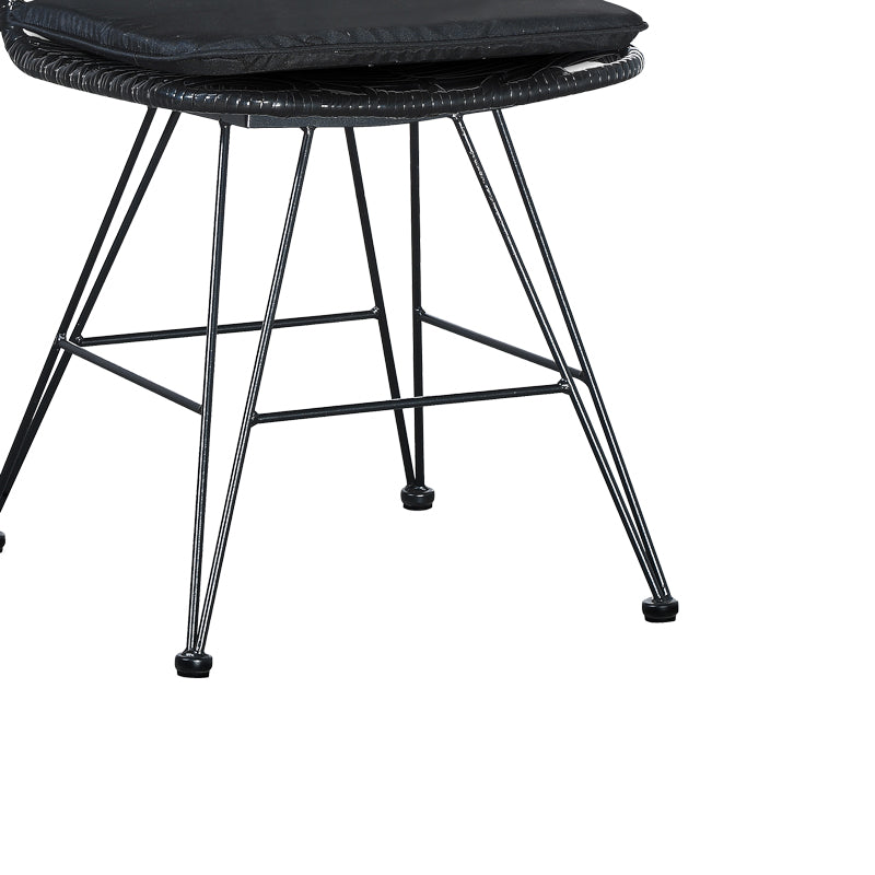 Garden chair Naoki with cushion pe black-metal black leg 44x58x82cm