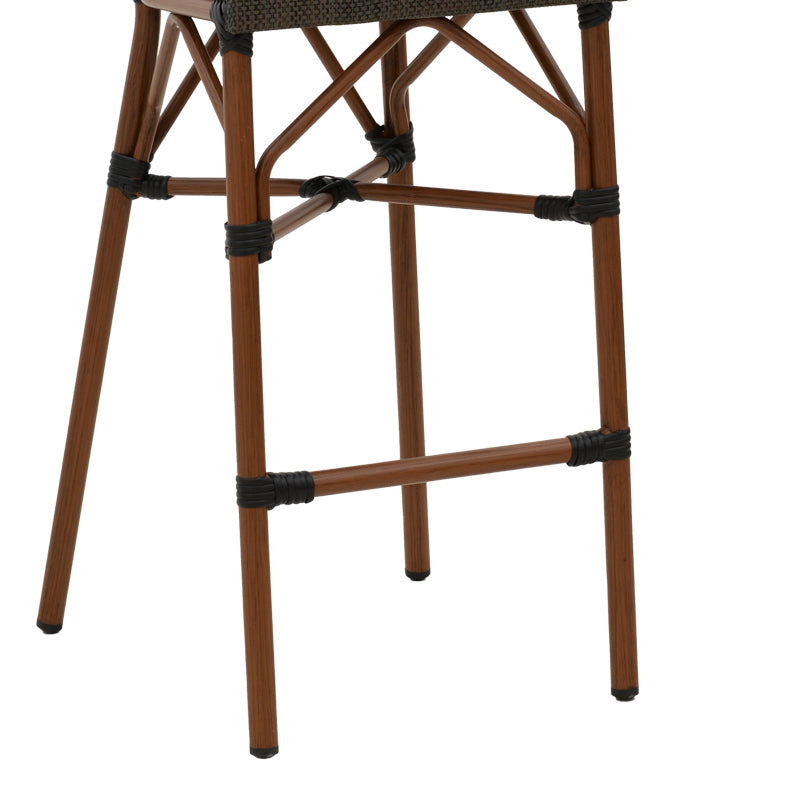 Bar stool Dezyan pakoworld dark brown aluminum-grey textilene 41.5x53.5x116cm