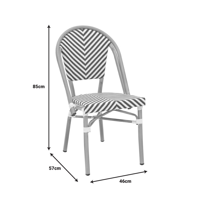 Chair Uarmin pakoworld stack natural aluminum-blue and white textilene 46x57x85cm