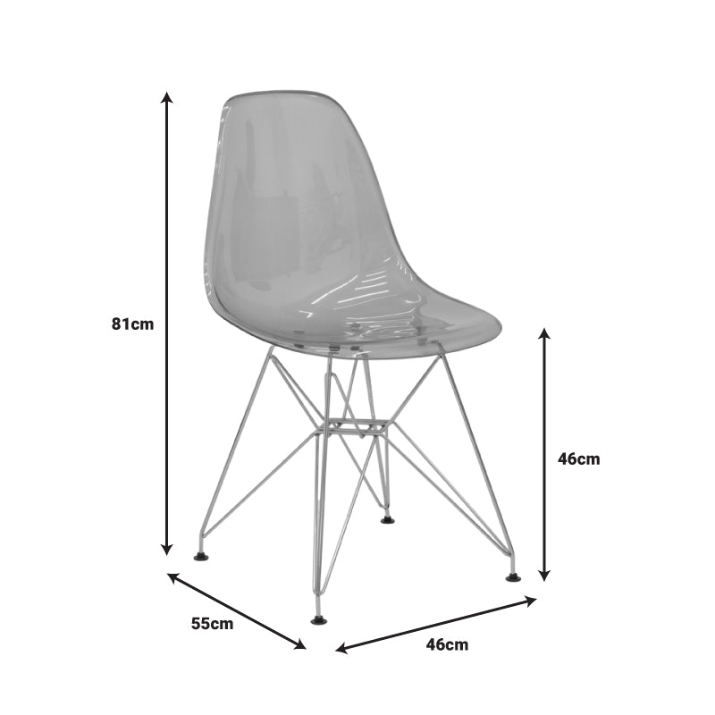 Chair Adelle pakoworld PP pet clear grey-inox leg 46x55x81cm