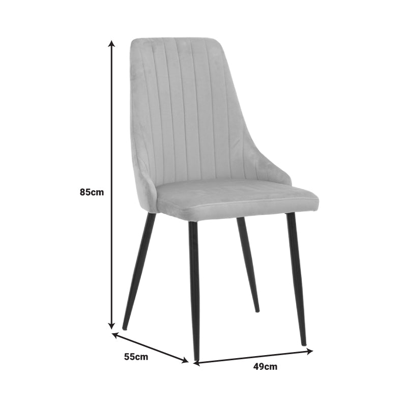 Chair Azori velvet dark grey-black metal leg 49x55x85cm