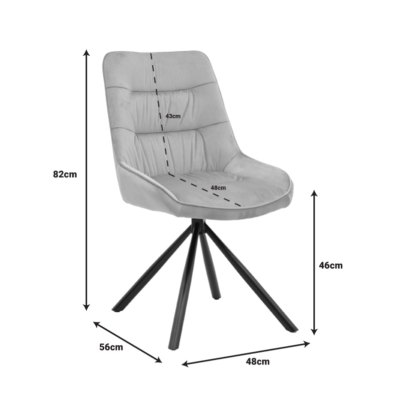 Chair Wori pakoworld beige velvet-metal black leg 48x56x82cm